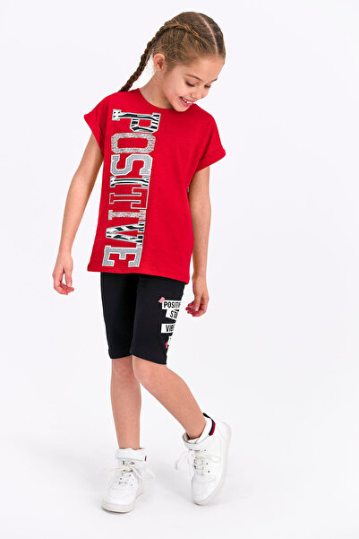 ROLY POLY مجموعة لباس ضيق برمودا للفتيات من Rolypoly Positive باللون الأحمر