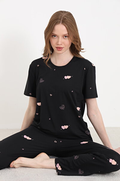 ELİTOL Bamboo Knitted Patterned Women's Pajama Set