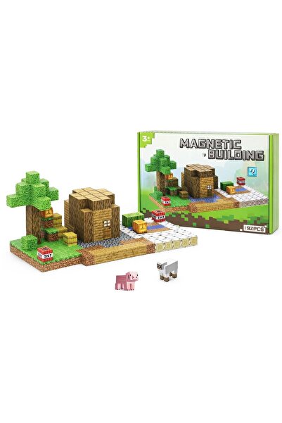 SARALMA Minecraft-style magnetic building set with 192 pieces, for children a...