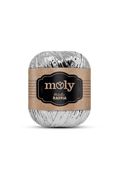Moly METALLİC(METALİK) RAFYA 101 Şapka ipi , Çanta ipi MAT GÜMÜŞ