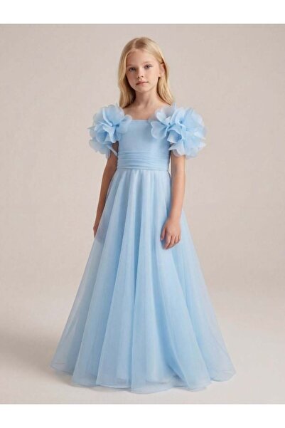 Zekids Κοριτσίστικο μακρύ βραδινό φόρεμα από τούλι με λεπτομέρεια στους ώμους...