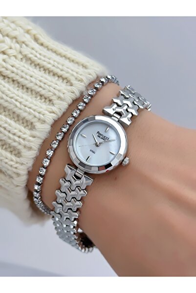 Ferrucci ساعة يد نسائية بسوار فولاذي وهيكل فولاذي، مقاومة للماء حتى 3 ATM، ضم...