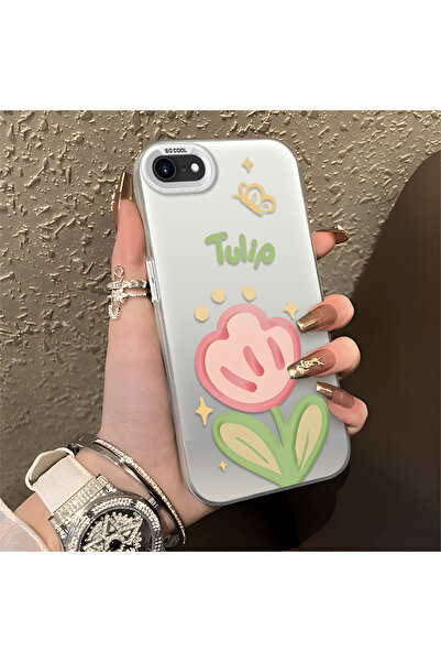 Hontinga iPhone 8 Compatible Flower Pattern Silicone Edge Hard Back Anti-Fall...
