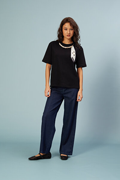 Nisan Tricou din bumbac cu detaliu tip eșarfă