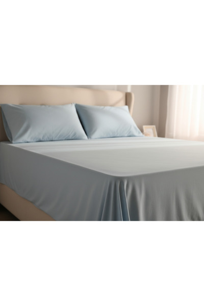 YAZICI 180X200 King Size Cotton Ranforce Elastic Bed Sheet Set with 2 Pillowc...