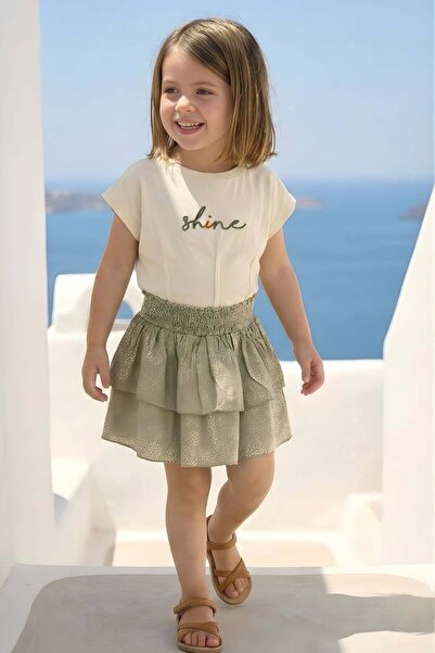 Zeyland Κοριτσίστικο Σετ Κεντητό Μπλουζάκι και Φούστα - Πράσινο