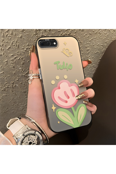 Hontinga iPhone 7 Plus Compatible Flower Pattern Silicone Edge Hard Back Anti...