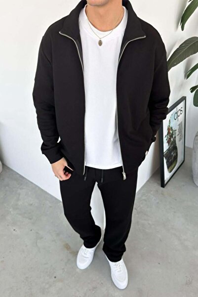 HAFKAGİYİM Μαύρο μπουφάν με διπλό φερμουάρ, χαλαρή εφαρμογή και φαρδιά γραμμή