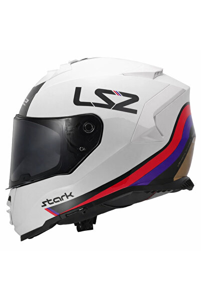 LS2 STORM 2 STARK BEYAZ-KIRMIZI-MAVİ-SARI KASK (SİYAH VİZÖR)