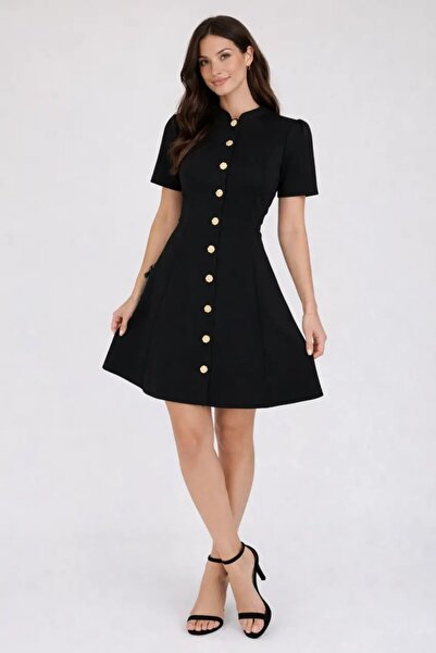 Cool & Sexy Women's Button Detail Black Dress