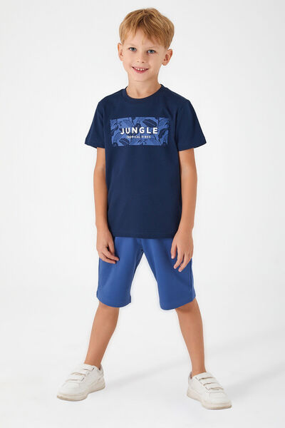 Arnetta Jungle Navy Blue Boy Bermuda Suit