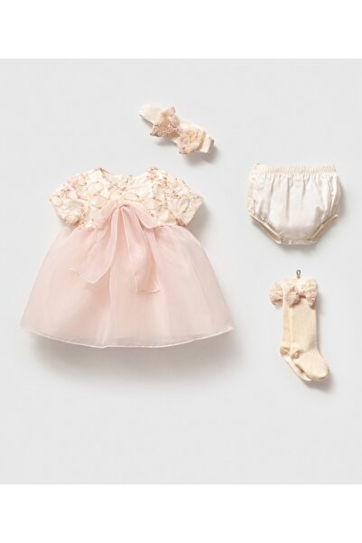 LİTTLE ANGELS Kız Bebek Elbise Çorap Bandana Kutulu Takım