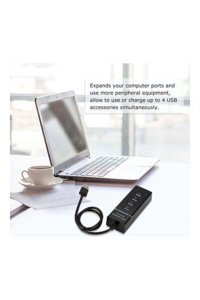 Generic موزع USB بأربعة منافذ باللون الأسود