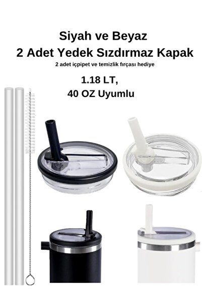 Stanley Uyumlu Pipetli Termos Sızdırmaz Yedek Kapak 2 Renk 1.18 LT Termos Uyumlu