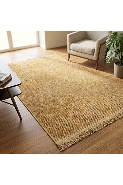 HALISHOP TUŞE 43 GOLD Kaymaz Dokuma Taban Salon Mutfak Oturma Odası Halısı