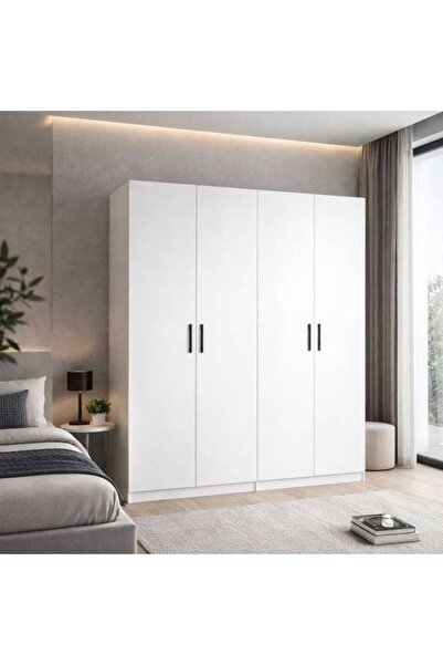 Al Saadah Home Wooden Wardrobe 4 Doors 200X160 cm - White