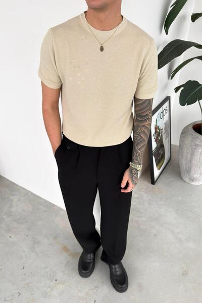 HAFKAGİYİM Taş Basic Crew Neck Knitwear Relaxed T-Shirt