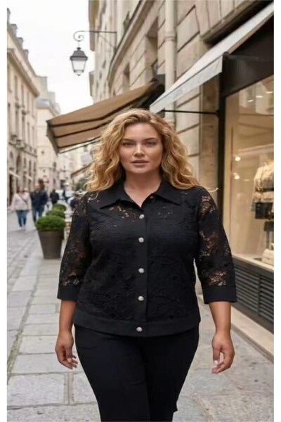 EMWORKXXL Büyük Beden Güpür Ceket