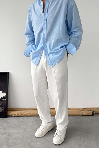 HAFKAGİYİM White Premium Baggy Linen Trousers