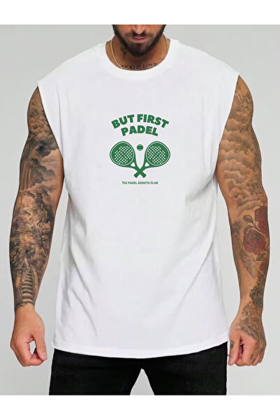 SUNFREE Padel Printed Sportswear Zero Sleeve Oversize Men's Tshirt