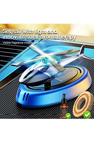 QAWAFIL HOME Solar Energy Rotating Aircraft Helicopter Car Air Freshener with...