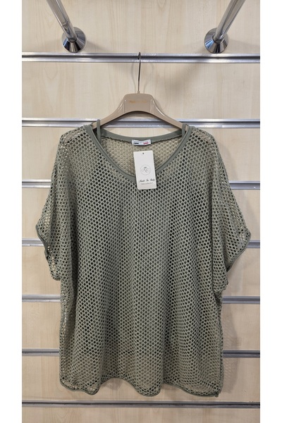 Park Moda Мрежеста блуза с тънки презрамки и вградена поддреха