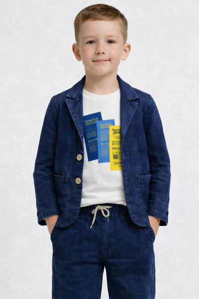 Alin Alp 2-14 Years Old Boys Navy Blue Jacket Pants T-Shirt Suit-9/10 Y