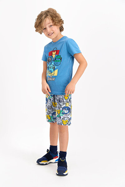 ROLY POLY بدلة برمودا مطبوعة باللون النيلي للأولاد