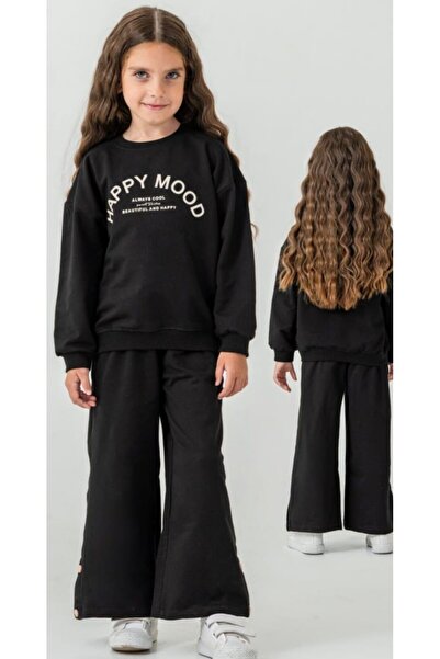 Alin Alp 4-8 Years Old Girls' Black Tracksuit Set Stylish and Comfortable-8 Y