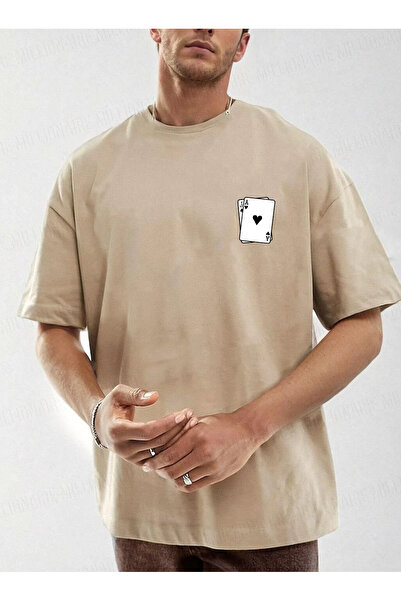 SUNFREE قميص ISKAMBİL مطبوع بأكمام قصيرة وياقة دائرية واسعة الحجم