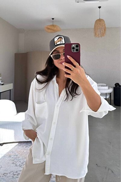 Varyete Women's Comfortable Oversize Airy Fabric Shirt for Daily Wear