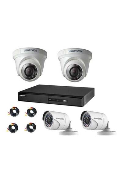 Hikvision نظام هيكفيجن الأمني الكامل كاميرتان خارجيتان بدقة 2ميجابكسل كاميرتا...