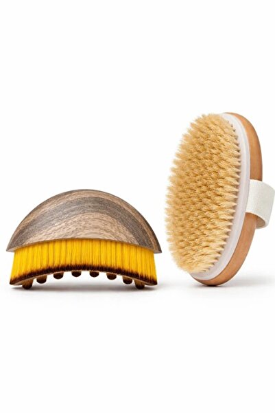 Kitchen Beauty 2'li Set Lenf Drenaj Yüz Fırçası Ve Doğal At Kılı Selülit Kuru...
