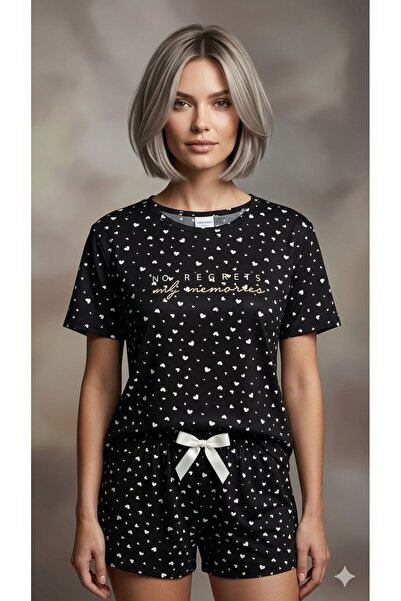 ipekkids ЖІНОЧИЙ КОМПЛЕКТ ПІЖАМИ З ЛЕОПАРДОВИМ ПРИНТОМ, ШОРТАМИ З КОРОТКИМИ Р...