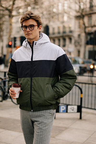 DAMGA JEANS Ανδρικό πολύχρωμο αδιάβροχο με μαύρο φερμουάρ