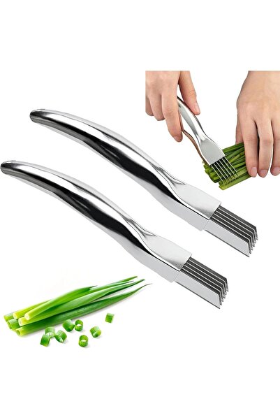 Generisch Set of 2 Onion & Vegetable Slicing Knives, 6 Stainless Steel Blades...