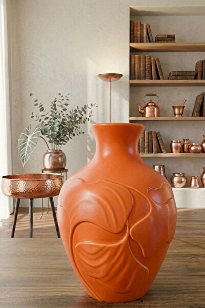 AMB TASARIM EV DEKORASYON (VAZO) Zarif Kabartma Desenli İRA Organik Salon VAZO