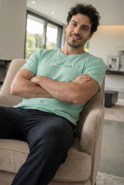 Pijamaevi Ανδρικό σετ πιτζάμες Urban Mint με στάμπα και κοντά μανίκια από βαμ...