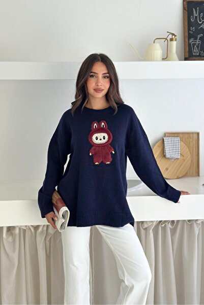 Auroveen Regular Fit Teddy Bear Detailed Knitwear Sweater Av1616