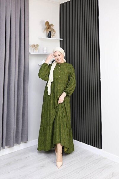 AXXAN Cotton Dresses in Viscose Package, Patterned Half-Buttoned Anti-Sweat H...