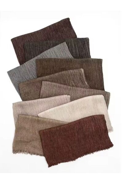 Ophelia Elegant Taupe Crinkle Hijab =Assorted 6pcs Set