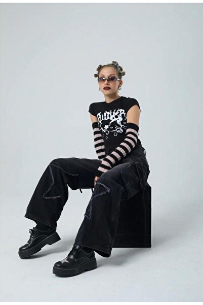 yesmoda Star Fragment Cargo Baggy Jean Smoked