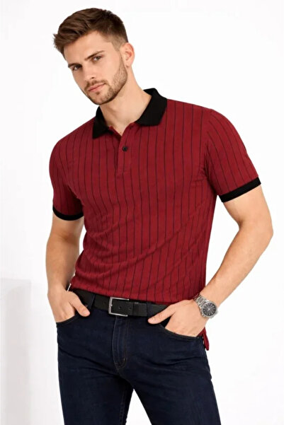 JANES Men's Polo Collar Striped T-Shirt Short Sleeve Buttoned Summer T-Shirt ...