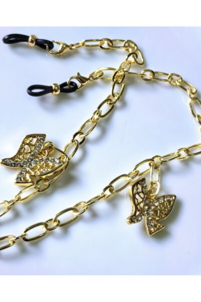 THİNBLACK Glasses Chain with Zircon Stones and Butterfly Figure