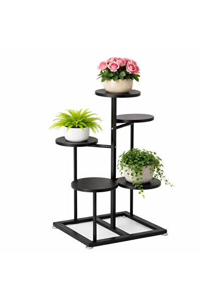 Selgot Suport pentru plante cu 5 niveluri, Dimensiuni 47 x 47 x 80 cm, Negru