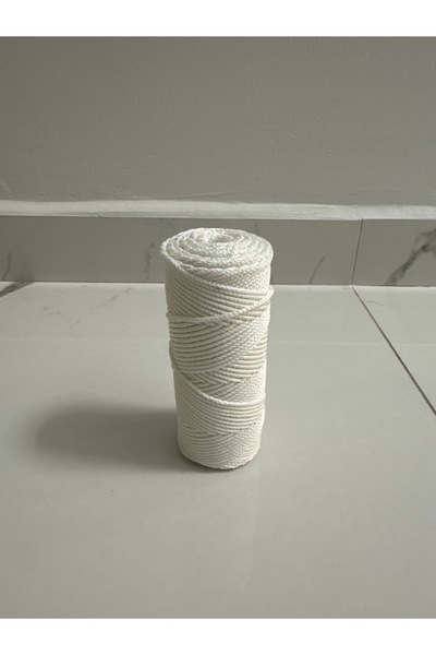 180gr - 200 Mt - 2.5 Mm BEYAZ Poly-Pamuk Makrome Ipi Çanta Ipi Supla Ipi Örgü Ipi