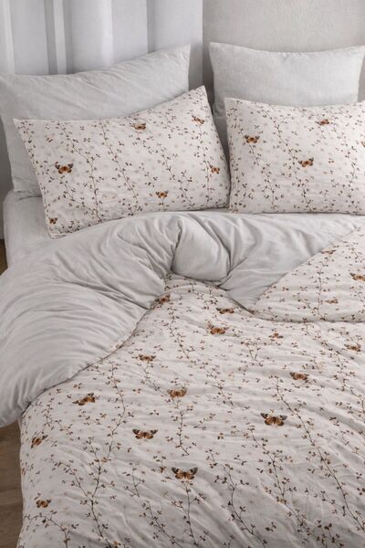 Sheri Home Tekstil Lastikli Çarşaflı Tek Kişilik Nevresim Takımı KELEBEKMODEL...