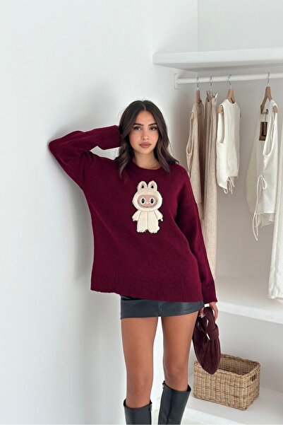 Auroveen Regular Fit Teddy Bear Detailed Knitwear Sweater Av1616