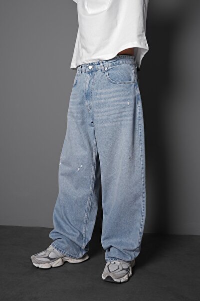 Slatra Pantaloni largi din denim albastru deschis pentru bărbați