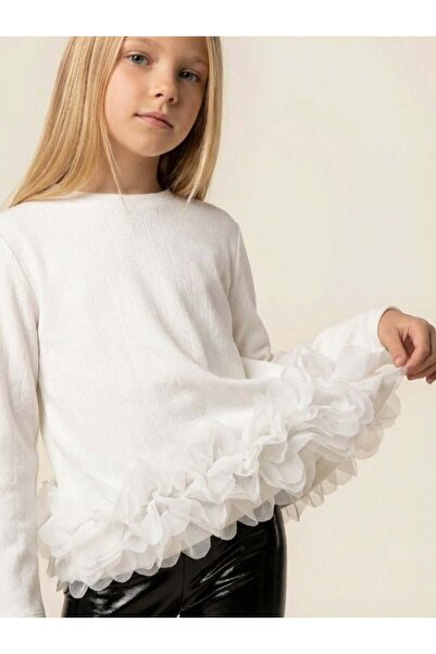 Zekids Bluză cu mânecă lungă cu design floral pentru fete